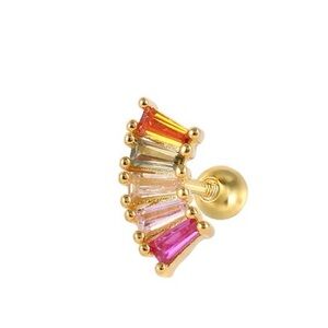 $79 NEW - Rainbow Crystal Ball back Nap Earring - gold plated Sterling Silver